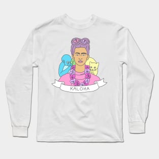 Frida kahlo artist feminist hawaiian kawaii pastel print Long Sleeve T-Shirt